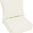 Sorra Home Sunbrella Deep Seating Cushion Set with Lumbar Pillow - Outdoor Chair Pad & Back Pillow, Water & Fade Resistant for Patio Furniture with Plush Foam - Canvas Natural (25" x 25" x 5")