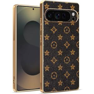 Phone Case for Google Pixel 10 Pro Silicone Leather Slim Cover Women Men, Aesthetic Luxury for Google Pixel 10 Pro Case Full Camera Protection Anti-Scratch Shockproof (Monogram)
