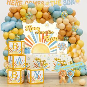 Here Comes the Son Baby Shower Decorations for Boy, Boho Sun Baby Shower Party Supplies, It's A Boy Gender Reveal Dcor, Retro Sun You Are My Sunshine Baby Shower