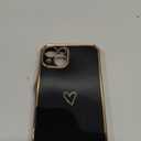 ZTOFERA Designed for iPhone 13 6.1 inch Case, Cute Plating Edge Love Hearts Pattern with Camera Lens Protection Phone Cover for Girls Women, Black