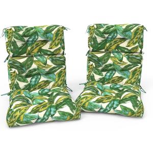 Outdoor High Back Patio Chair Cushions, Fade Resistant & Waterproof Tufted Seat and Back Cushions for Patio Furniture, Patio Chair Cushions 44x22 Inch, Set of 2, Lush Leaf Jungle, 44"x22"x4"