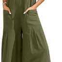 HOTIAN Womens Overalls Jumpsuits Wide Leg Causal Sleeveless Loose Rompers Jumpers (Small, Army Green)