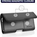 Stronden Magnetic Closure Holster for iPhone 17 Pro, 17e, 17, 16 Pro, 16e, 16, 15 Pro, 15, 14 Pro, 14, 13 Pro, 13, 12 Pro, 12, 11, XR - Leather Belt Case Pouch (Fits Slim/Regular Case on)
