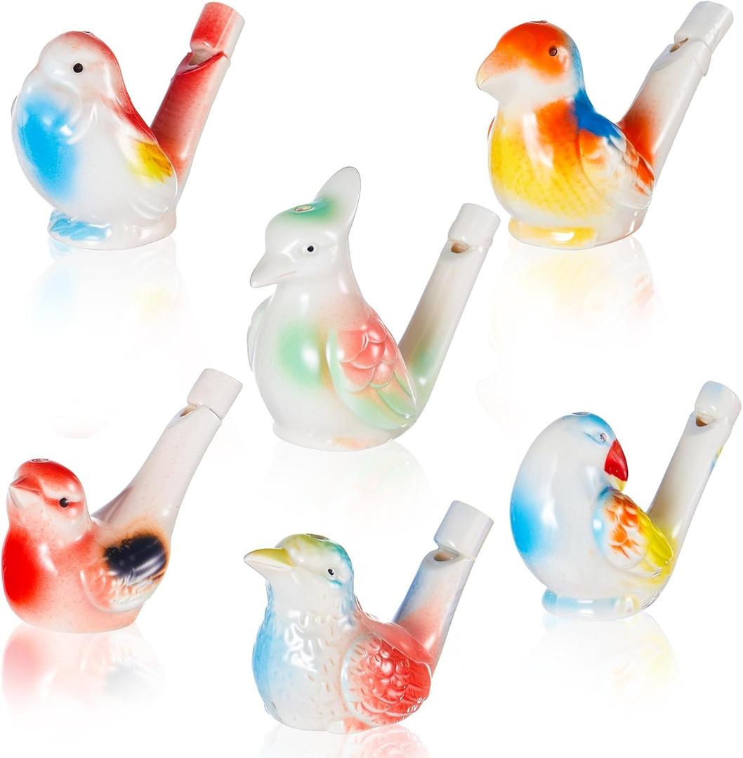 Gejoy Bird Water Whistles for Kids Ceramic Bird Call Warbling Water Whistles Colorful Porcelain Toys for Kids Adults Birthday Easter Gift (6 Pcs, Stylish)