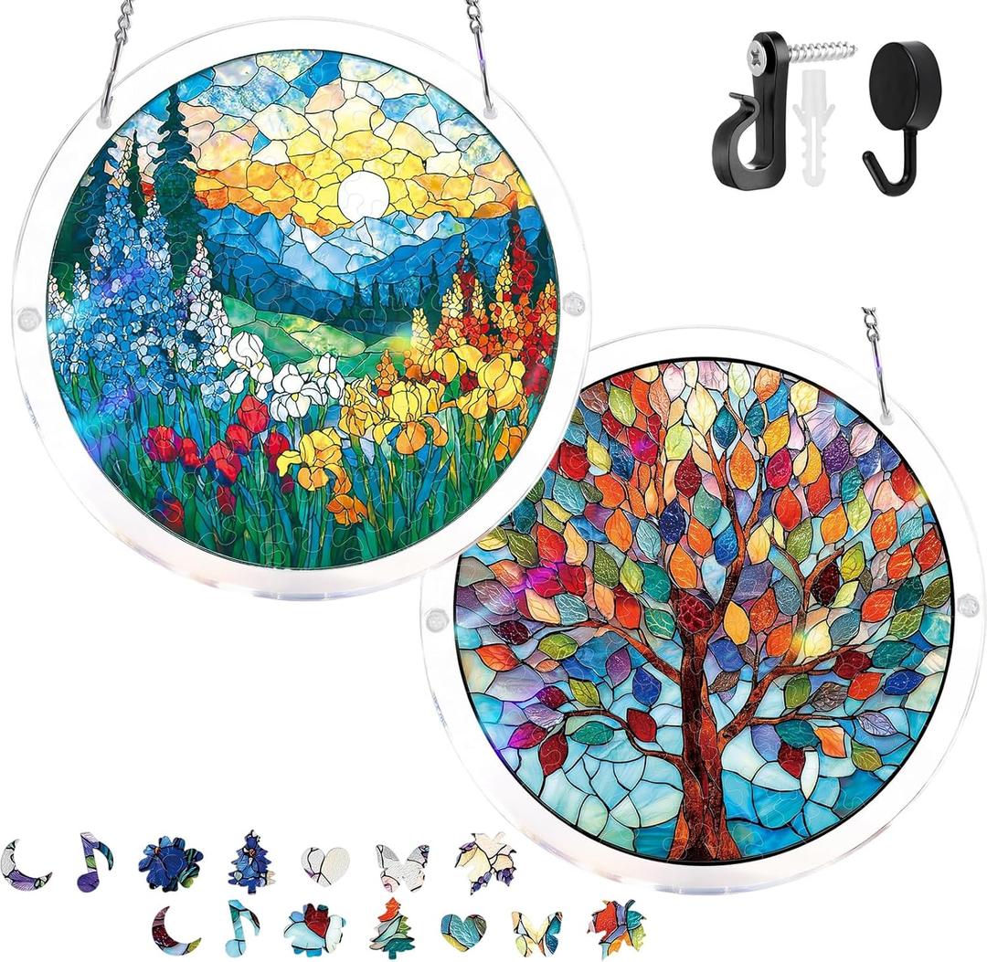 Acrylic Jigsaw Puzzle Suncatcher, Acrylic Puzzle Suncatcher, Acrylic Jigsaw Puzzle, 83 Pieces Sun Catcher for Home Decor