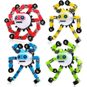 4 PCS Transformable Fidget Spinners Toys for Kids and Adults Stress Relief Sensory Toy for Boys Girls Autism Cool Fingertip Gyros for Teens Men Birthdays Valentines Day Gifts for Travel Toys (4 Pcs (Red+yellow+green+bluek))