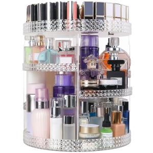 360 Degree Rotating Makeup Organizer, Extra Large Capacity Perfume Organizer, Removable DIY 7 Layers Make up Organizer for vanity, Cosmetic Display Case Organizador De Maquillaje (Clear)