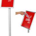 DISPLAYSWORKER Adjustable Heavy Duty Pedestal Sign holder floor Stand,sign stand poster stand Aluminum Snap Open Frame,Standing Floor for 8.5x 11 inch,Vertical/Horizontal View,SILVER