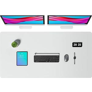 Aothia Faux Leather Desk Mat – Large Mouse Pad, Non-Slip PU Leather Blotter, Waterproof Writing Surface for Office and Home (Barely Grey, 47.2" x 23.6")