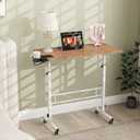 Hadulcet Portable Standing Desk, Rolling Desk Adjustable Height, Mobile Laptop Desk, Small Stand Up Table with Wheels, Walking Table for Treadmill Walking Pad, Tall Computer Stand, Oak, 31.5" W x 15.75" D x 44.9" H