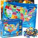 DQRRZ Puzzles for Kids Ages 4-6 – 2 x 60 Pieces Puzzles for Kids Ages 6-8 5-8 – United States Puzzle & Solar System Floor Puzzle –2 Packs Educational Learining Toys for Boys and Girls