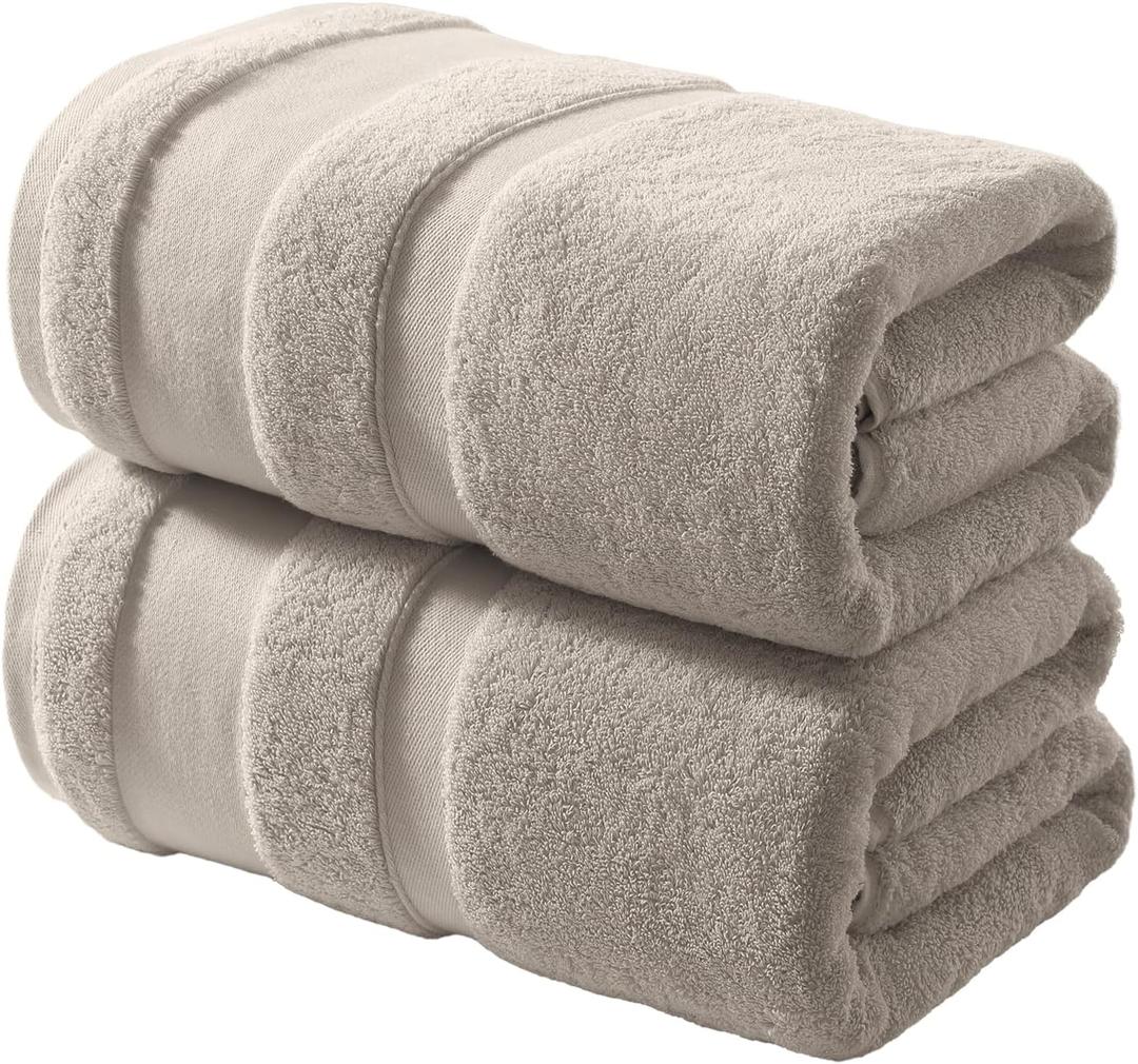 REDKISS 100% Cotton Bath Towels Set of 2, Extra Large Bath Sheets 35 X 70 Inches, 800G, Quick Dry, Ultra Soft & Super Absorbent Bathroom Towel Sets for Bathroom, Gym, Spa, Pool & Hotel, Camel