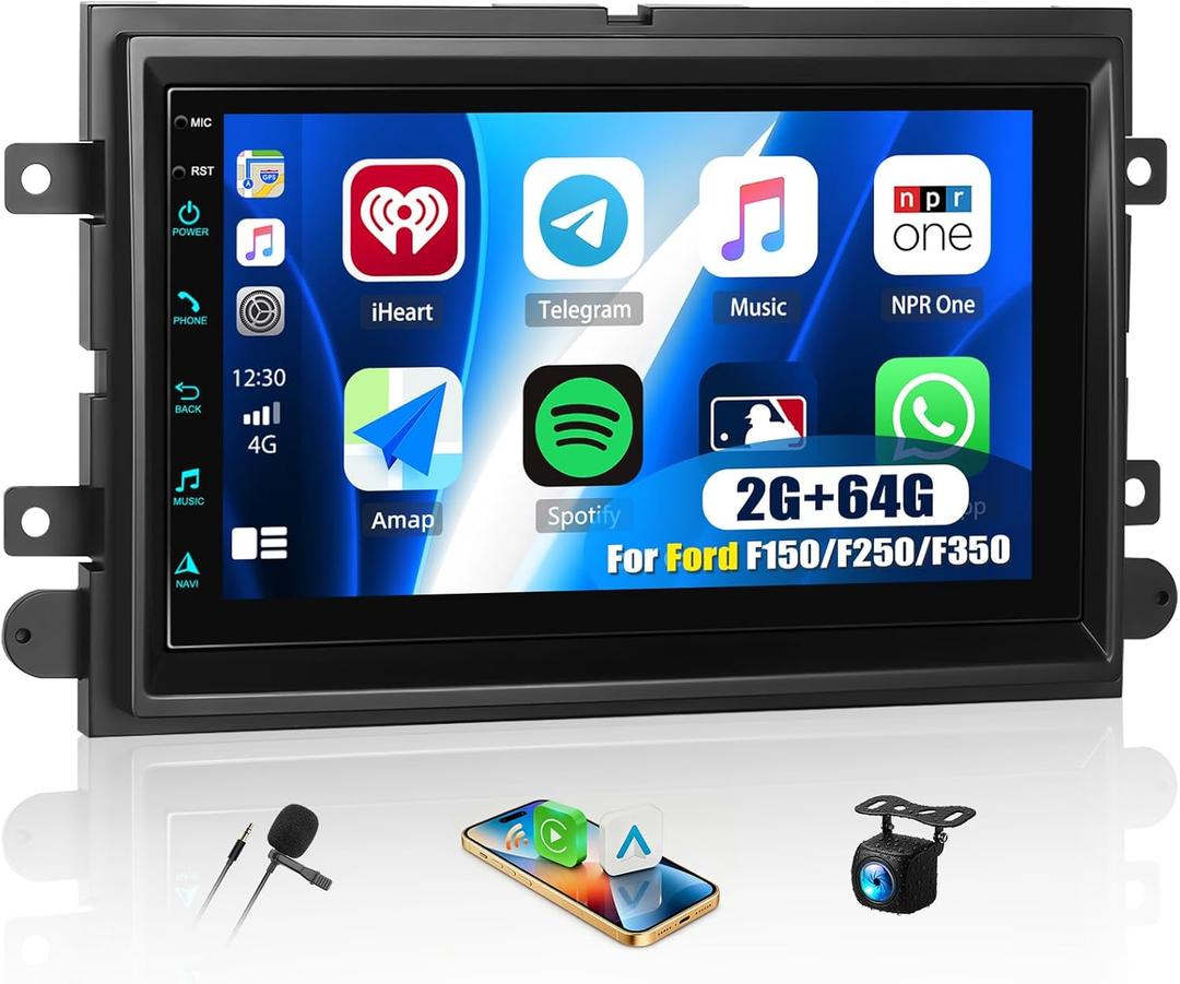 [2+64G] Android 15 Car Radio Stereo for Ford F150/F250/F350 2004-2014 with Wireless Carplay,7 Touch Screen Car Stereo with Mirror Link Bluetooth FM/RDS WiFi GPS SWC HD Backup Camera