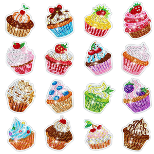 Xuhal 16 Pcs Diamond Painting Magnets DIY Diamond Painting Kits for Gem Art Magnet Fridge Stickers for Beginners Adults DIY Crafts Party(Cupcake)