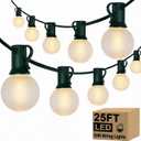 25Ft Christmas Outdoor String Lights, G40 Globe Lights with 27 0.6W Frosted Warm White Bulbs, Vintage Christmas Lights for Holiday Party Backyard Xmas Tree Wedding Garden Patio Porch Decor, Green Wire