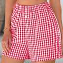 PRETTYGARDEN Womens Shorts Boxers 2025 Summer Gingham Pajama Lounge Sleep Y2K Plaid Pj Shorts Beach Bottoms (Red, S)