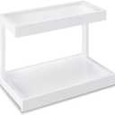 MARTY 2 Tier Spice Rack Organizer for Countertop, 15.8''L White Coffee Station/Bathroom Organizer Countertop, Counter Shelf Desktop Storage Organizer for Kitchen, Bedroom, Office (Medium)