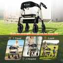 450Lbs Bariatric Rollator Walker,Heavy-Duty Walkers for Seniors with seat