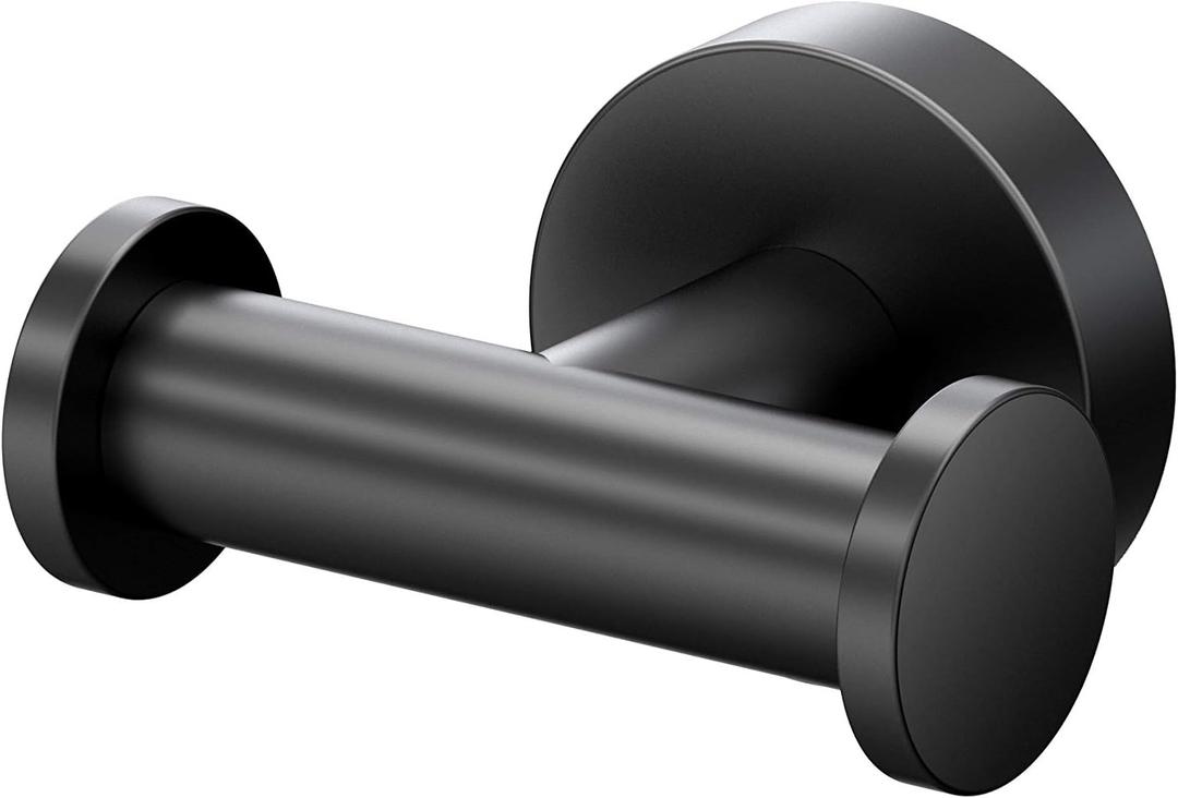 Gatco 4635AMX Glam Double Robe Hook, Matte Black / 3.10" W Wall Mount Double Robe, Towel Hook