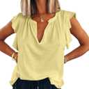 Dokotoo Womens Short Sleeve Tank Tops Trendy Summer Sping Cap Sleeve Tops for Women Basic Cute V Neck Solid Sleeveless T Shirts 2026 Dressy Casual Loose Blouses Shirts Yellow (Yellow, XXL)