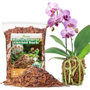 2qt Orchid Bark Horticultural Grade- Natural Mulch for Potted Plants, Root Development of Orchid Plants and Garden Soil Amendment Mix