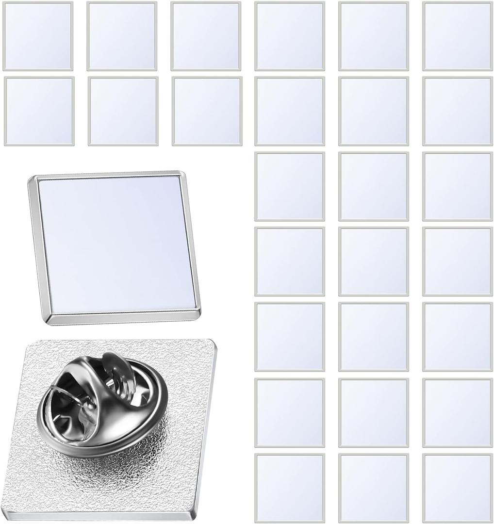 30 Pcs Sublimation Button Blank Pins, 0.75 Inch Square Sublimation Blanks Lapel Pins Heat Transfer Aluminum Badge for DIY Craft Jewelry Making Supplies Birthday Wedding Gifts
