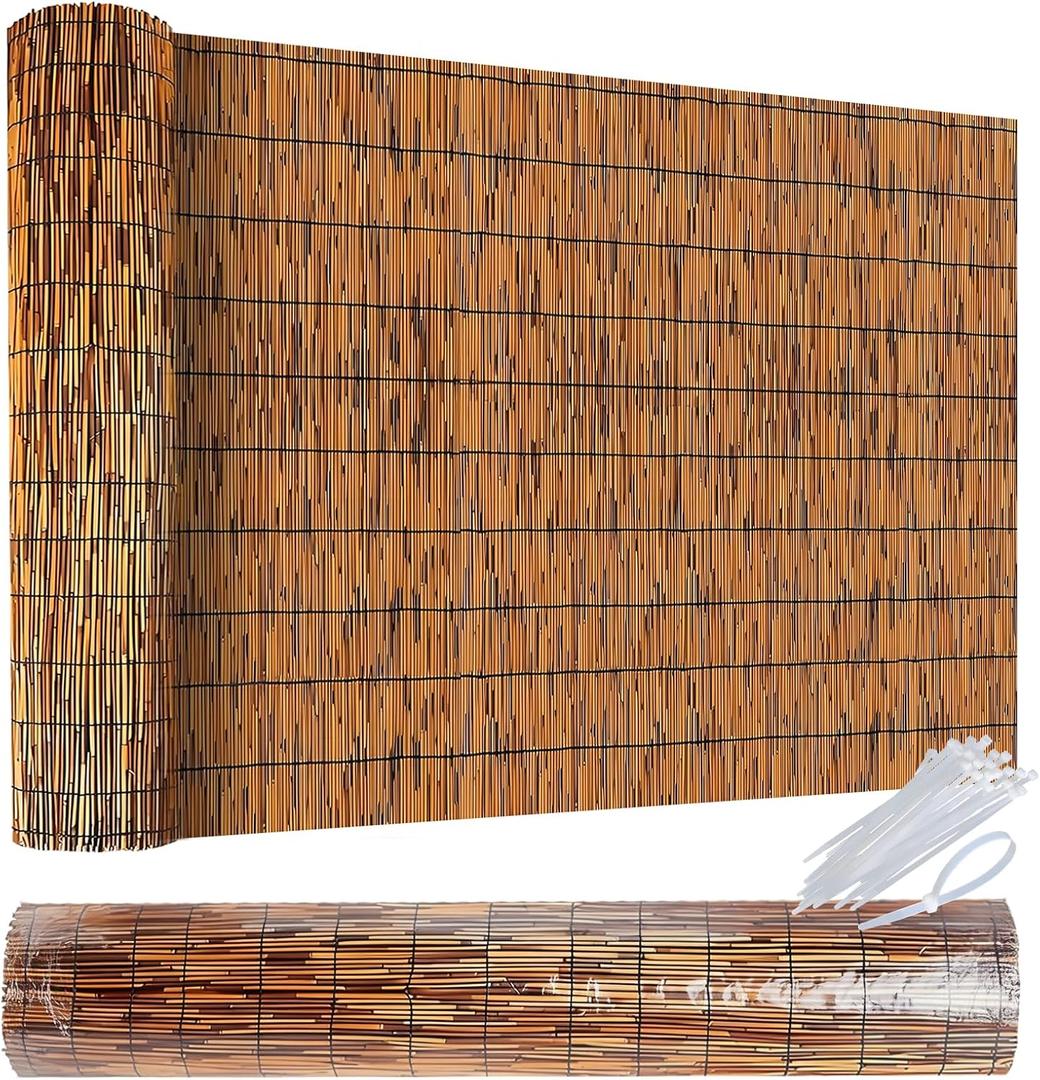 Reed Fence - Bamboo Fencing roll 4 feet high Outdoor Bamboo Privacy Screen for Patio Decorative Reed Fencing for Garden Backyard Patio Balconies