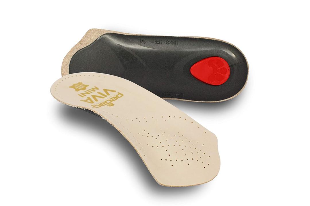 Pedag Viva Mini | 3/4 Leather Arch Support Inserts | Handmade in Germany | Plantar Fasciitis Relief | Heel Cushion | Metatarsal Support Pad | Low Profile Shoe Insoles | Tan | Women US 6/ EU 36