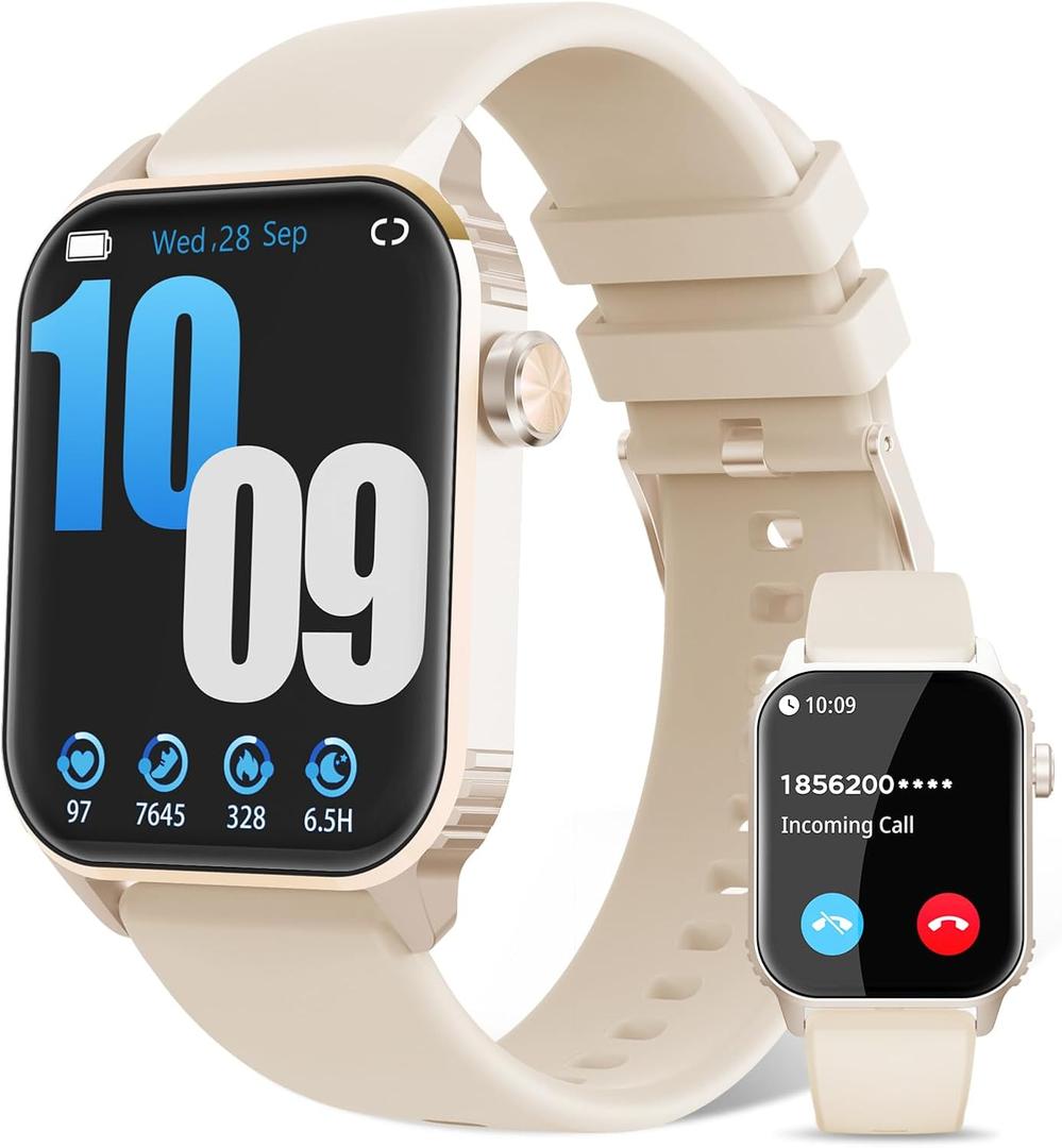 Smart Watches for Women Men, 120 Sports Modes Smartwatch with 1.83 inches HD Display, Heart Rate/Sleep Monitor, IP67 Waterproof, Bluetooth Call & Music Control for iPhone/Android Rose Gold