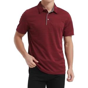 HQUEC Men's Polo Shirts Short Sleeve Quick Dry Moisture Wicking Performance Casual Work Regular-Fit Golf Shirts for Men 2XL