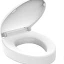 Huttdmel Raised Toilet Seat Elongated 18.5'' for Seniors – Soft Close, Quick Release & Connect, Sturdy PP Material, Won’t Loosen, Ideal for Elderly & Limited Mobility, White