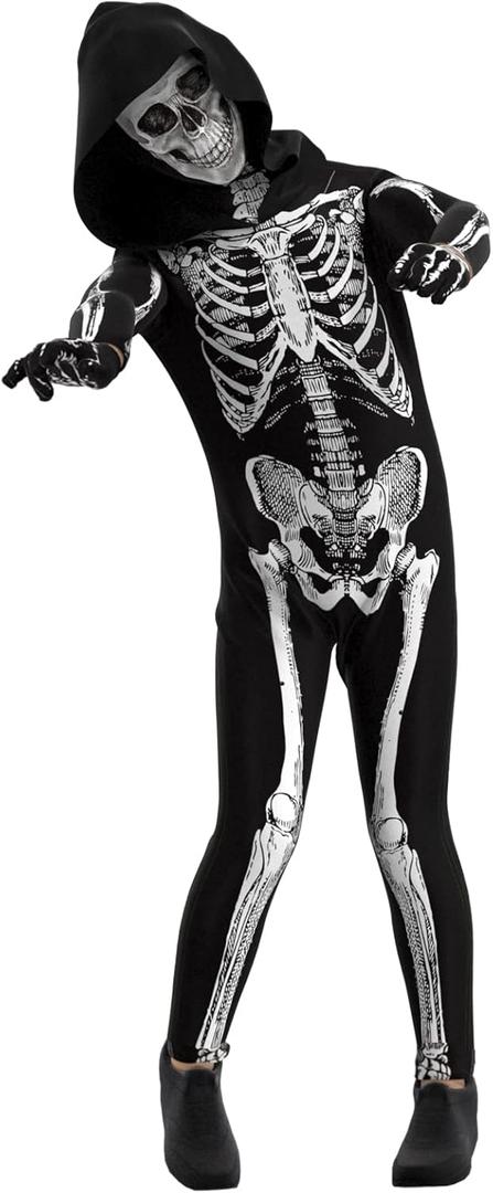 Cupohus' Unisex Jumpsuit - Scary Black and White Halloween Jumpsuit Costume compatible for cos like Skeleton