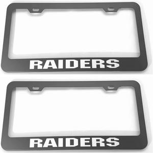 MUYQAVMZD Stainless Steel License Plate Frame Cover Holder for Raiders,Set of 1 Pcs, Black W/Screw Caps