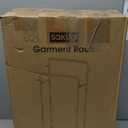 Clothes Rack - Double Rods Clothing Rack with Mesh Shelf, Hooks & Wheels, Metal Clothing Racks for Hanging Clothes & Bags, Multifunctional Garment Rack for Laundry, Gold, 28.7" x 16.5" x 59.1"