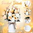 Domensi 6 Sets Wedding Centerpiece for Table Artificial Rose with Vase Fake Bouquets and Metal Pot Floral Arrangements for Mother's Day Holiday Party Event Table Decor (Champagne)