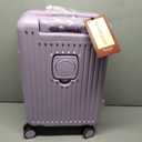 20" Carry-On with Front Pocket, USB Port & TSA Lock | 22x14x9 Airline Approved - PC+ABS hardshell with cup holder, brake wheels, phone stand, Purple