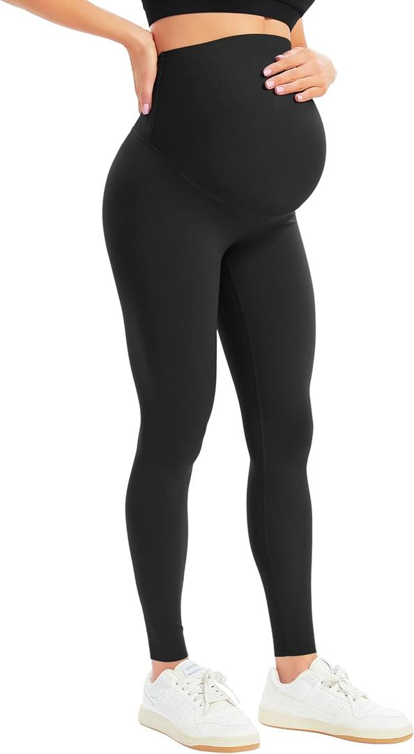 BONVIGOR Women's Maternity Leggings Over The Belly Bump Workout Full Length Leggings Running Active Yoga Pants, M