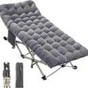 Aivernses Camping Cot, Portable Folding Bed for Adults with Comfortable Mattress and Carry Bag, Heavy Duty Sleeping Cot for Home Office Outdoor Camping, Supports 330lbs (Grey)