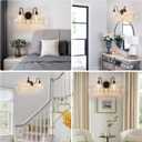Vintage Bathroom Light Fixtures Over Mirror, 2-Light Black Wall Sconce Lighting with Flower Glass Shade, Farmhouse Vanity Lights for Bedroom Kitchen Living Room Hallway Light