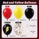 60pcs Black and Yellow Balloons 12inch with Black Print Red Yellow Confetti Balloons for Cartoon Theme Birthday Party Decorations