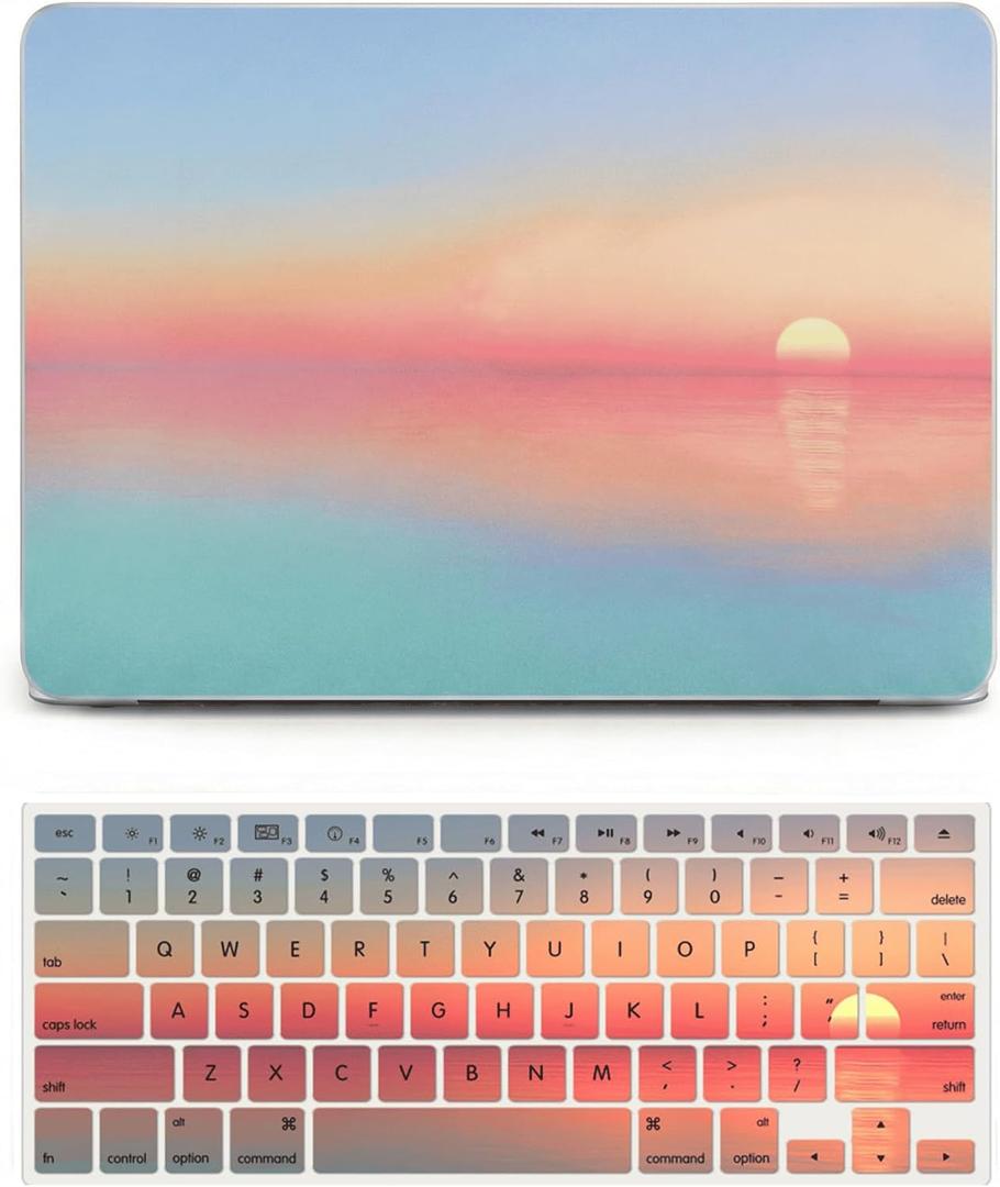 KECC Compatible with MacBook Air 13 inch Case 2025 2024 2023 2022 Release M4 A3240 M3 A3113 M2 A2681 Plastic Hard Shell for MacBook Air 13.6 inch + Keyboard Cover, Sunset