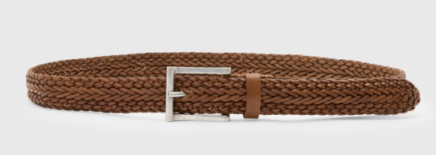 John Varvatos Mott Filigree Woven Belt Wood, Brown 36