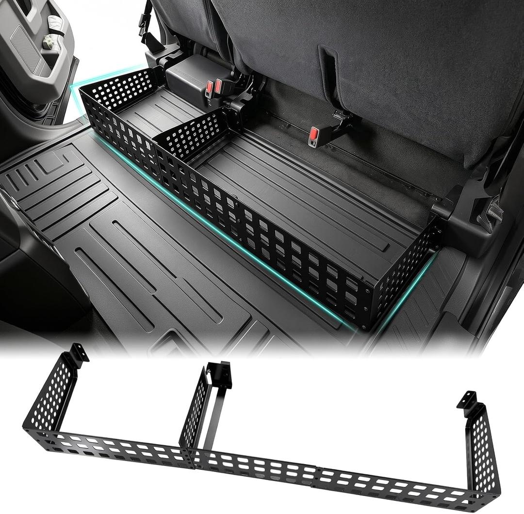 Adjustable Capacity Under Seat Storage Molle Panel with Removable Divider for 2015-2026 F150 Supercrew & 2017-2026 F250 F350 F450 F550 Crew Cab Accessories, Underseat Organizer for F-150 Accessories