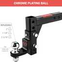 OPENROAD Adjustable Trailer Hitch Ball Mount - Fits 2-Inch Receiver, 2" Tow Balls, 7500lbs, 9-1/2" Drop/ 8-1/4" Rise, Heavy Duty Truck Hitch with Pin Lock