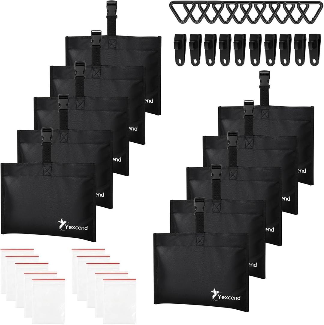 10 Packs Boat Cover Sand Bag Mooring Kit, 600D Marine Grade Polyester Canvas with Tarp Clip Accessories