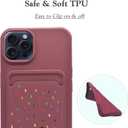 Unov Case Compatible with iPhone 15 Pro Max 5G Soft TPU Slim Protective Case with Dino Rainbow Dinosaur Dragon Card Holder Back Cover Case Wine Red