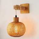 ZGDYUI Bamboo Weaving Table Lamp，Rattan Wall Sconce Lighting - Frideko Rattan Lamps for Bedroom, Farmhouse Rustic Wall Mount Boho Vintage Sconces Light Fixture Indoor(Bulb NOT Included), FDGFG32