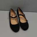 Trary Mary Jane Ballet Flats, Black Flats for Women, Ankle Strap Dressy Comfortable Flats Size 7 Black Suede