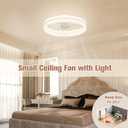 VOLISUN Fandelier Ceiling Fans with Lights and Remote, 15.7in Low Profile Ceiling Fan Flush Mount, 3000K-6500K Dimmable Bladeless LED Fan Light, White Modern Ceiling Fans with Lights for Bedroom