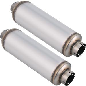 4 Inch Exhaust Muffler, 4" Inlet/Outlet 30" Overall Length Resonator, Stainless Steel Straight Through Design Performance Muffler, 2 PCS